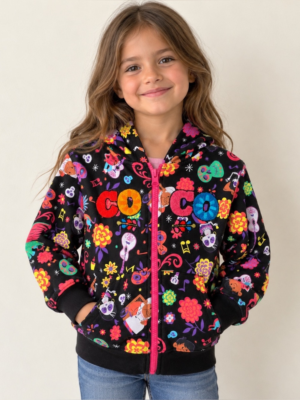 Disney Parks Pixar Coco Kids Zip Hoodie XXS Size 6-7 Girls